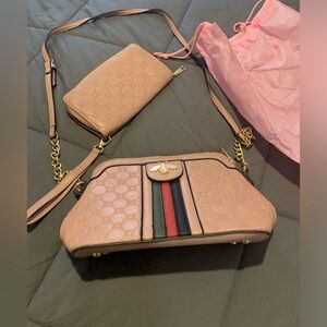 Beautiful pink bag with wallet